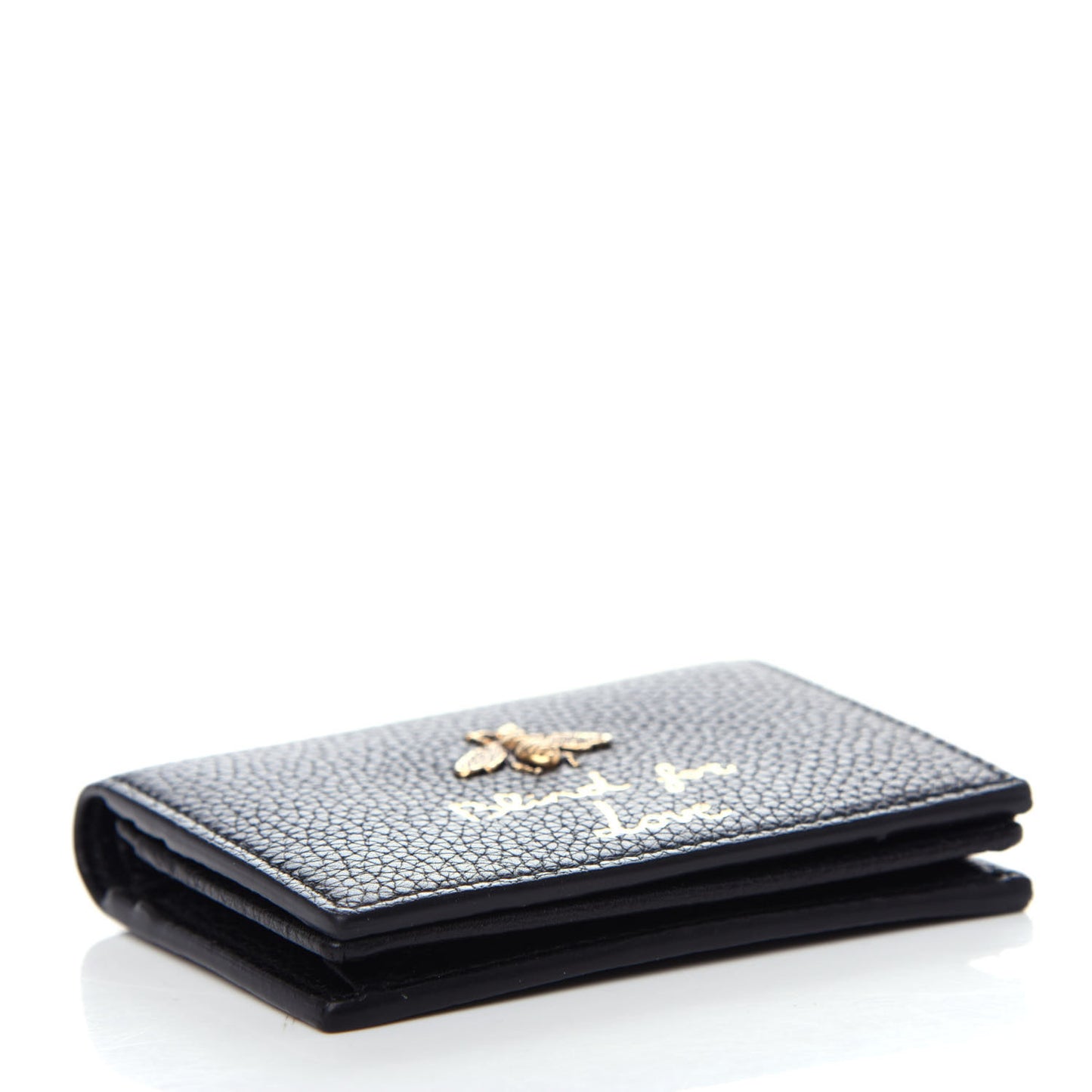Pebbled Calfskin Animalier Card Case Black