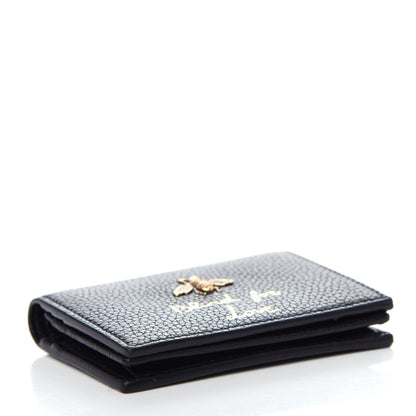Gucci Pebbled Calfskin Animalier Card Case Black 4 of 7