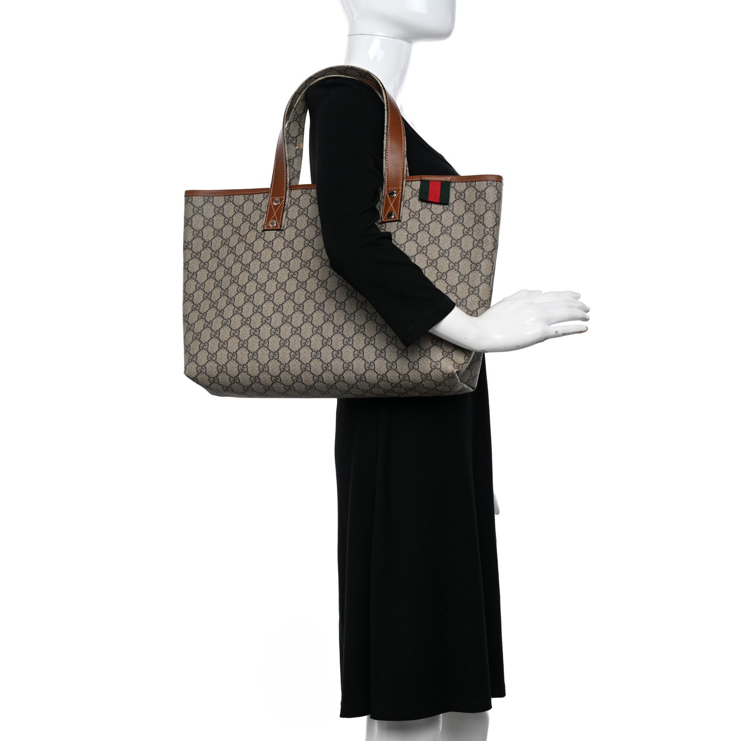 GG Plus Monogram Medium Signature Web Loop Tote Brown