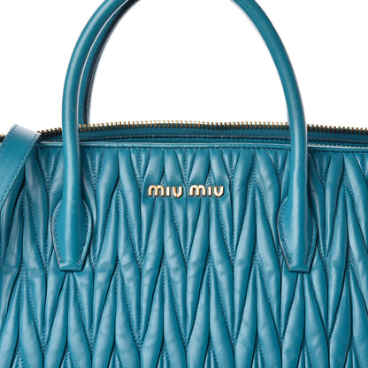 Miu Miu Nappa Matelasse Zip Tote Laguna 14 of 14