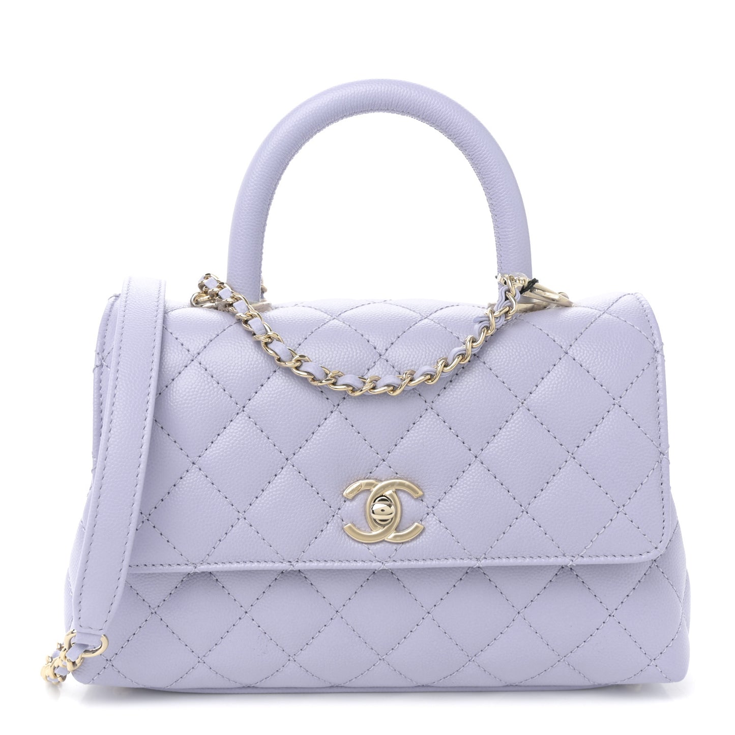 Caviar Quilted Mini Coco Handle Flap Light Purple