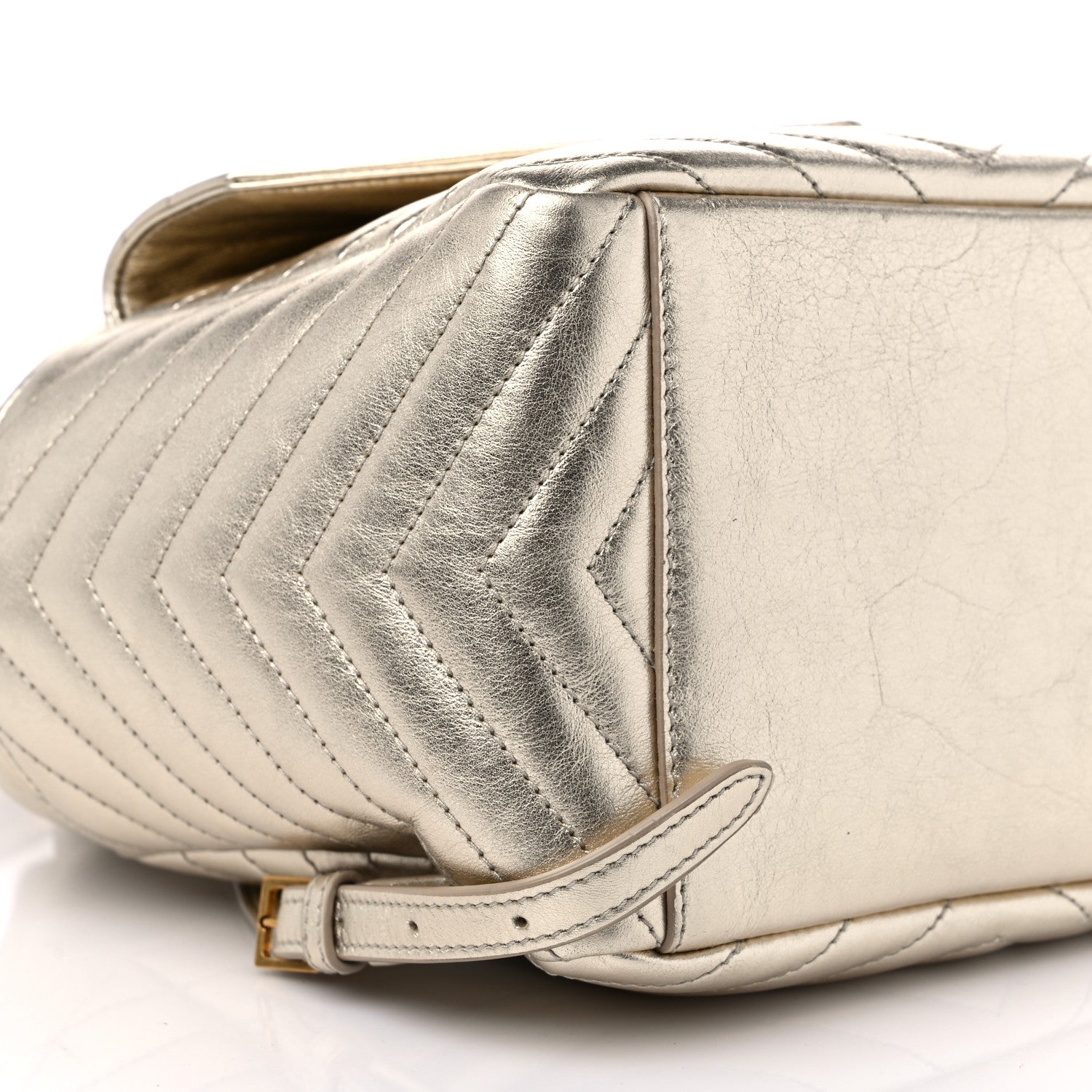Saint Laurent Lambskin Matelasse Monogram Joe Backpack Pale Gold 8 of 9