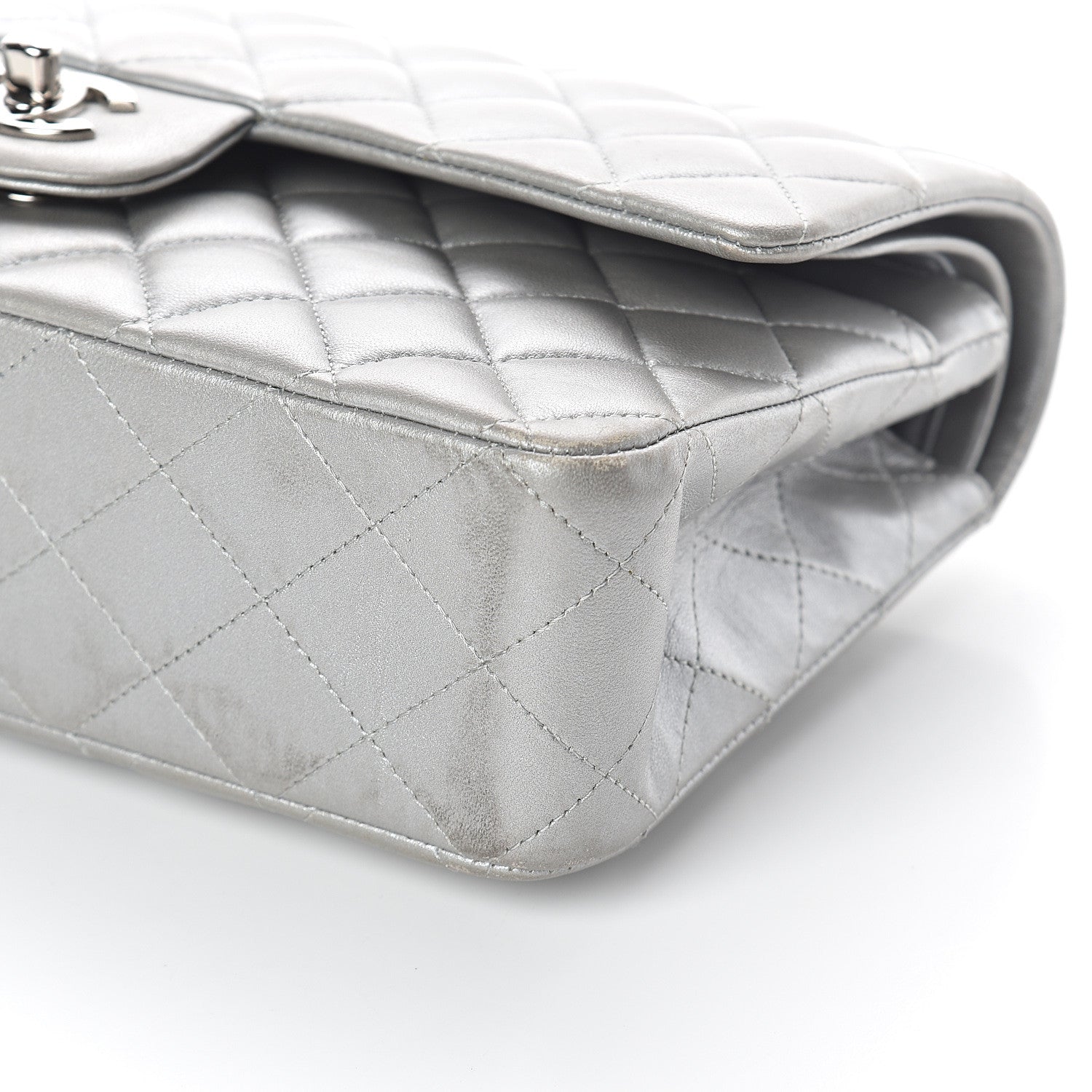 Chanel Metallic Lambskin Quilted Medium Double Flap Silver 10 of 10