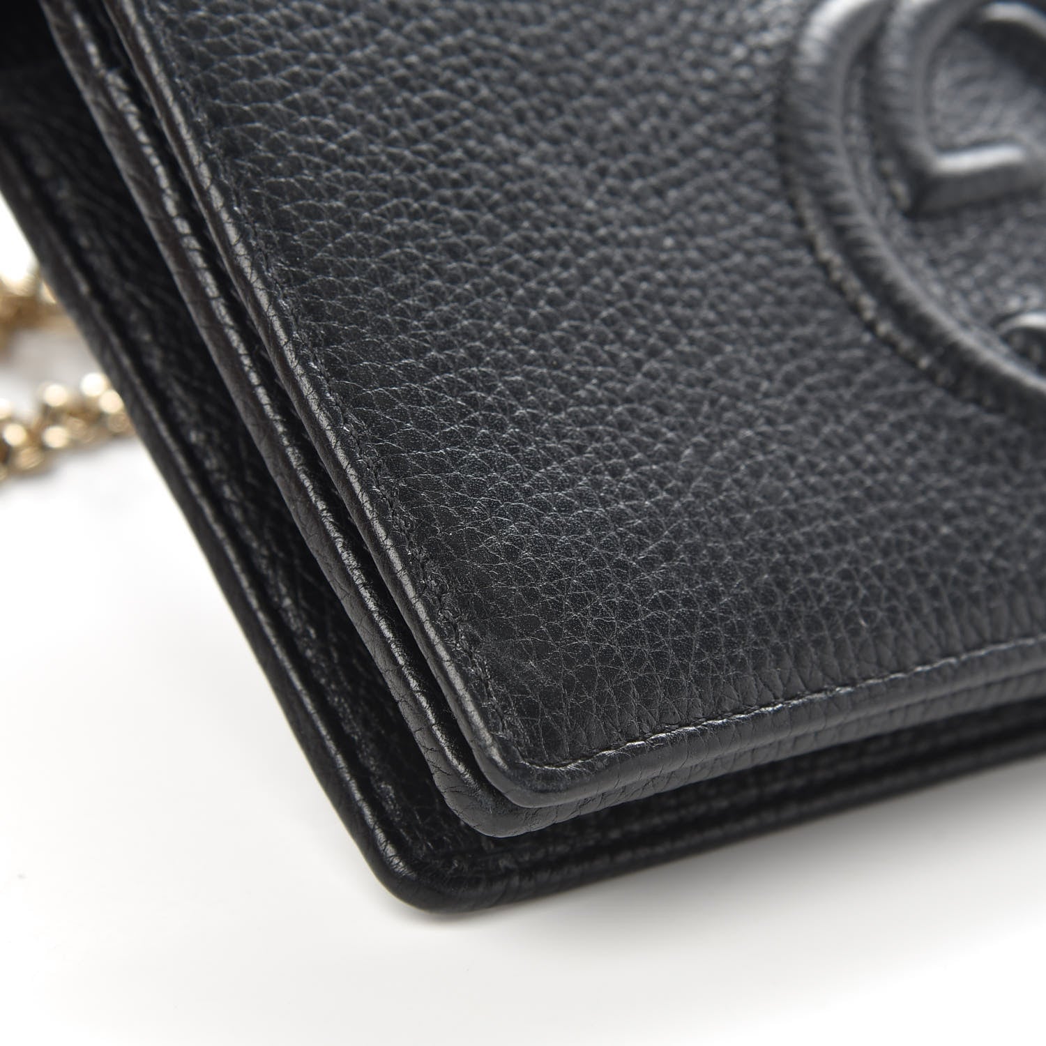 Gucci Pebbled Calfskin Soho Wallet on Chain Black 7 of 10