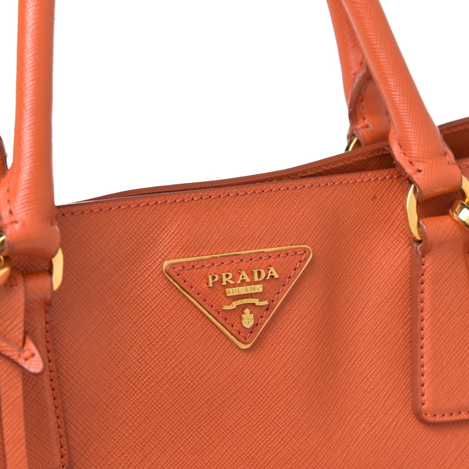 Prada Saffiano Cuir Medium Double Bag Papaya 13 of 19