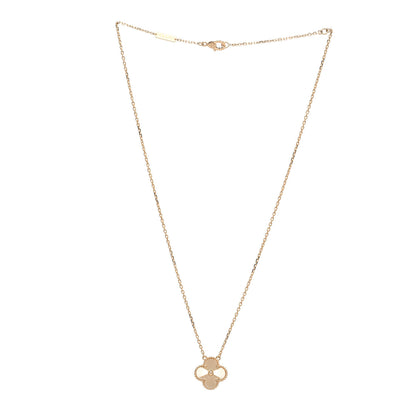 Van Cleef & Arpels 18K Yellow Gold Guilloche Vintage Alhambra Pendant Necklace 3 of 8