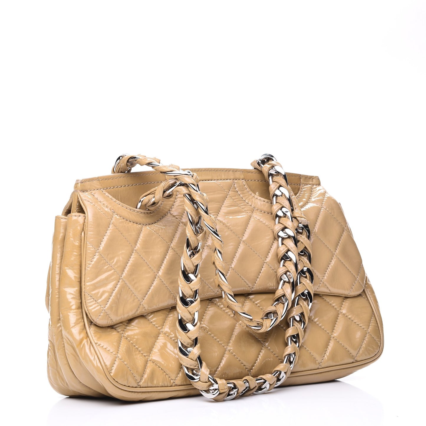 Patent Quilted Day Glo Flap Beige