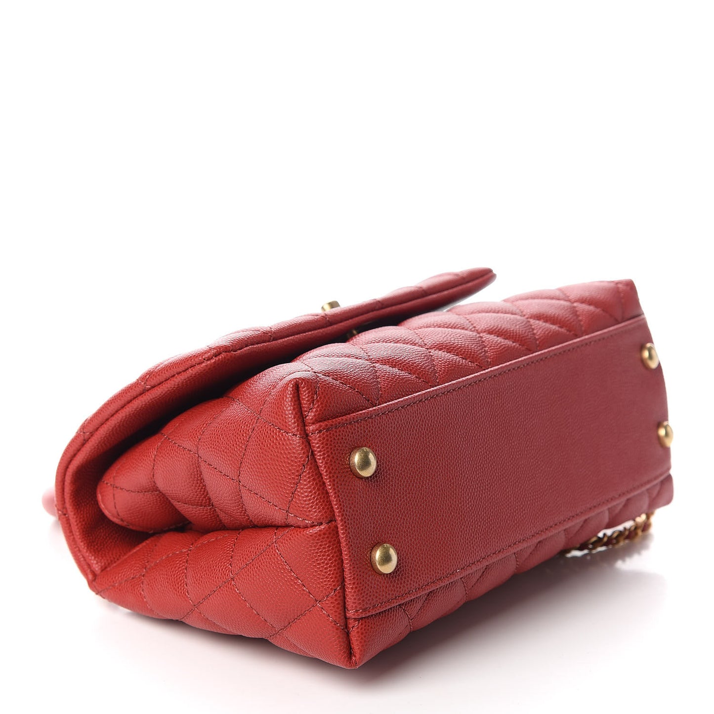 Caviar Quilted Mini Coco Handle Flap Dark Red