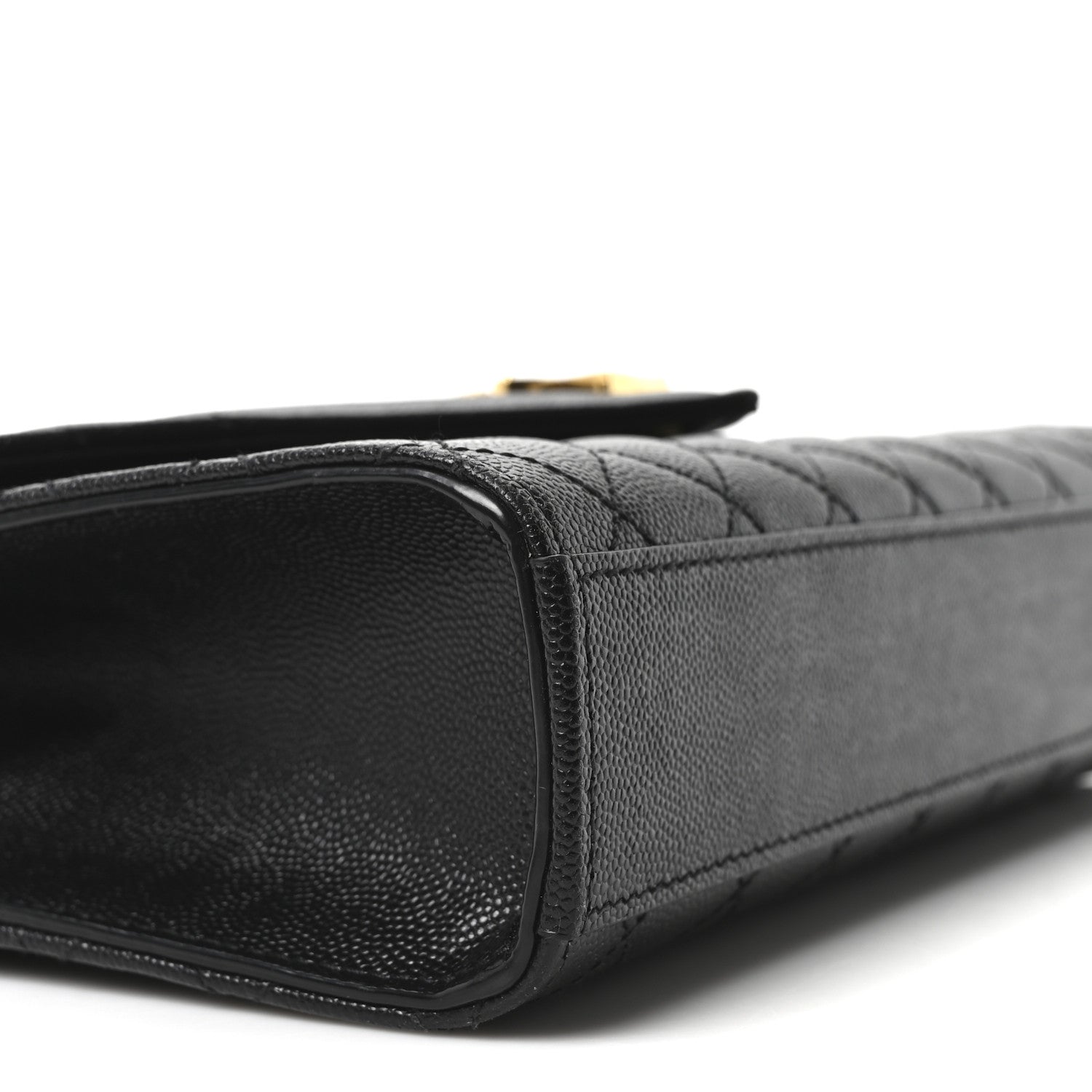 Saint Laurent Grain De Poudre Textured Mixed Matelasse Triquilt Medium Monogram Satchel Black 9 of 10