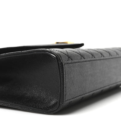 Saint Laurent Grain De Poudre Textured Mixed Matelasse Triquilt Medium Monogram Satchel Black 9 of 10