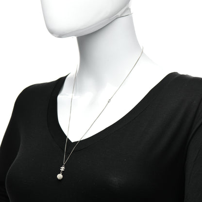 Chanel Crystal CC Drop Necklace Silver 2 of 4