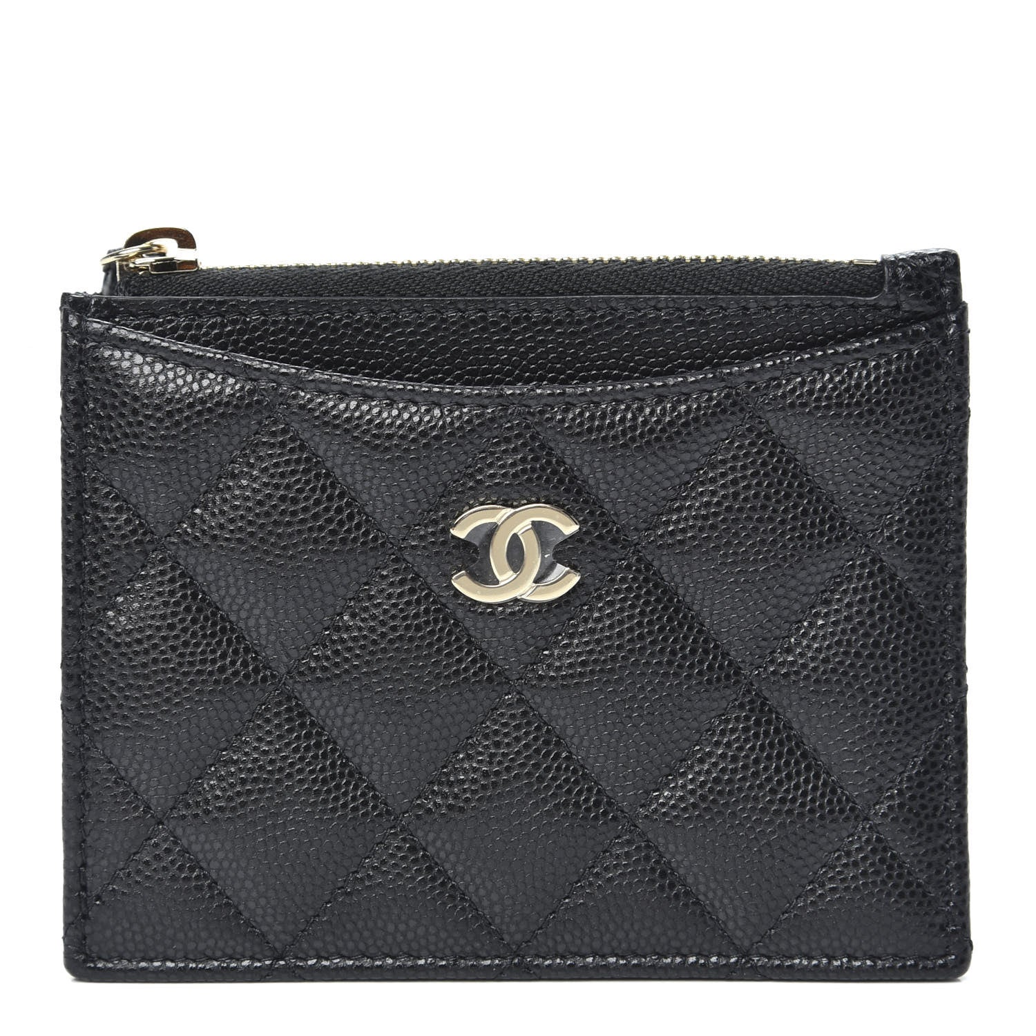 Chanel Caviar Quilted CC Zip Card Holder Black 1 of 8