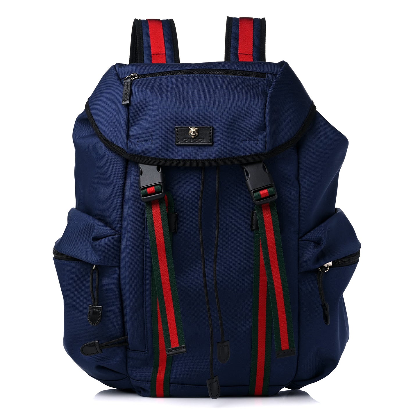 Techno Canvas Web Double Buckle Backpack Blue