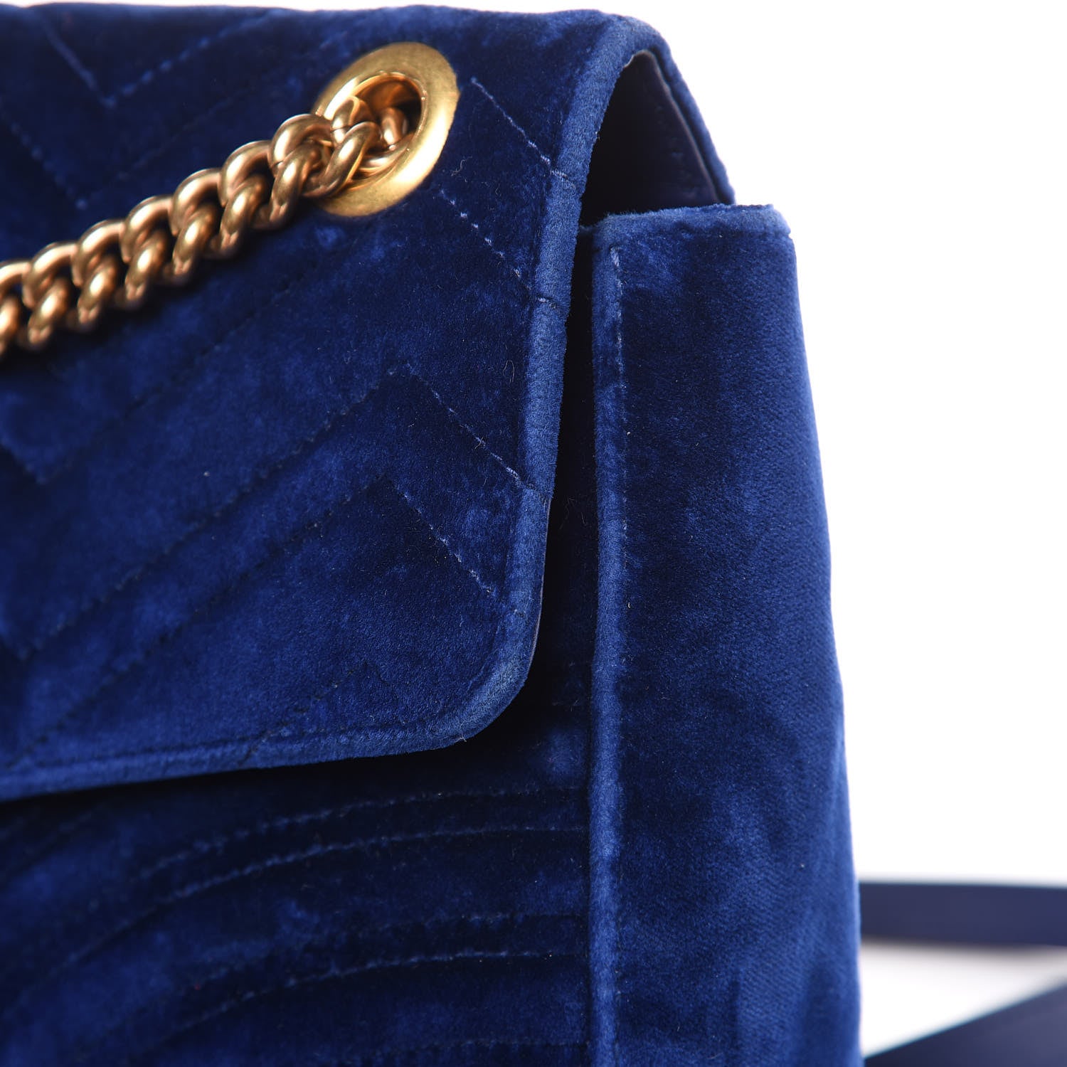 Gucci Velvet Matelasse Medium GG Marmont Shoulder Bag Cobalt Blue 14 of 18