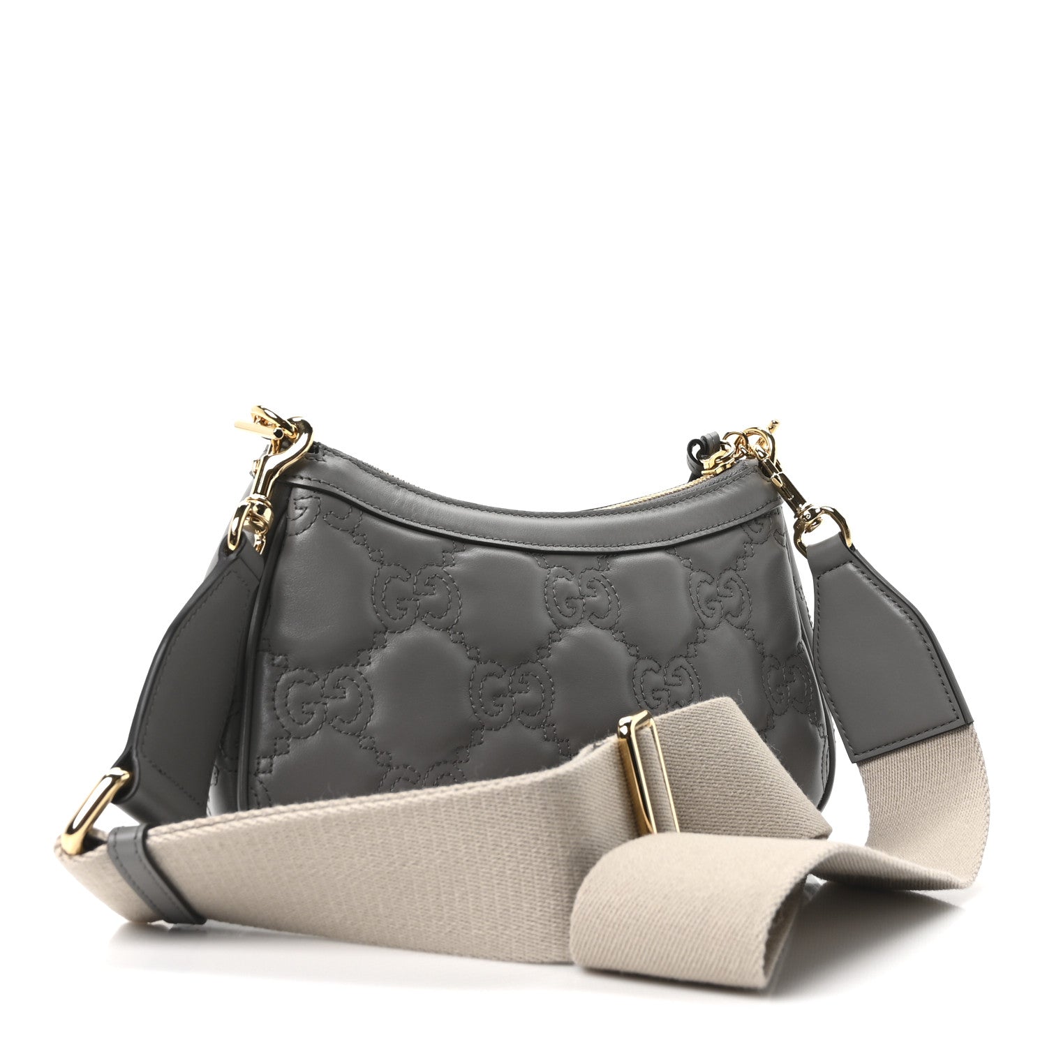 Gucci Calfskin GG Matelasse Chain Handbag Dusty Grey Natural 3 of 10
