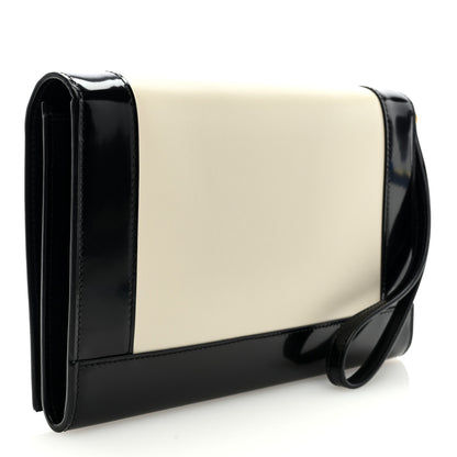 Saint Laurent Nappa Patent Calfskin Two-Toned Monogram Pouch Alabastro Black 3 of 6