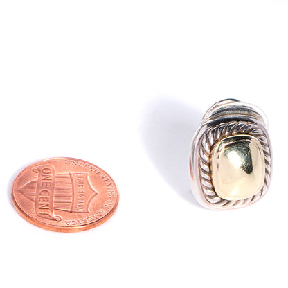 David Yurman Sterling Silver 14K Gold 10mm Albion Earrings 2 of 5