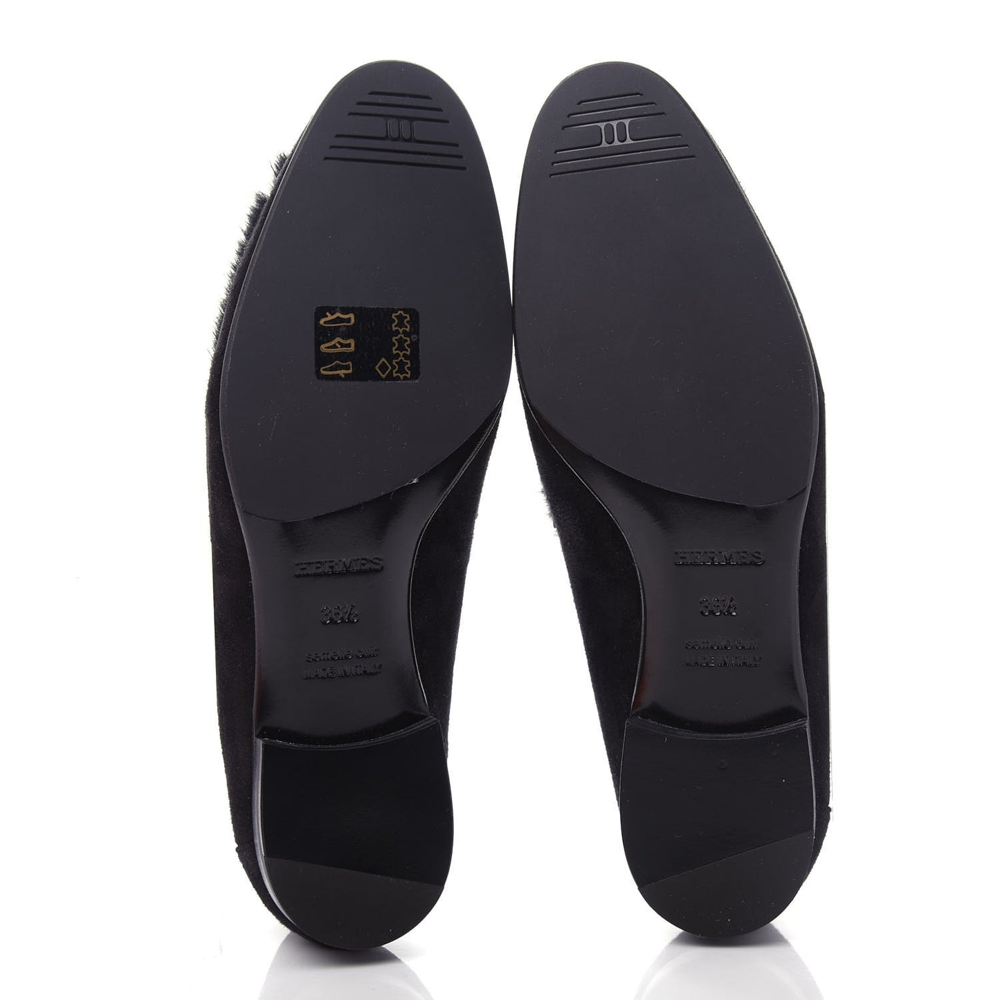 Mink Fur Suede Goatskin Paris Loafers 36.5 Black