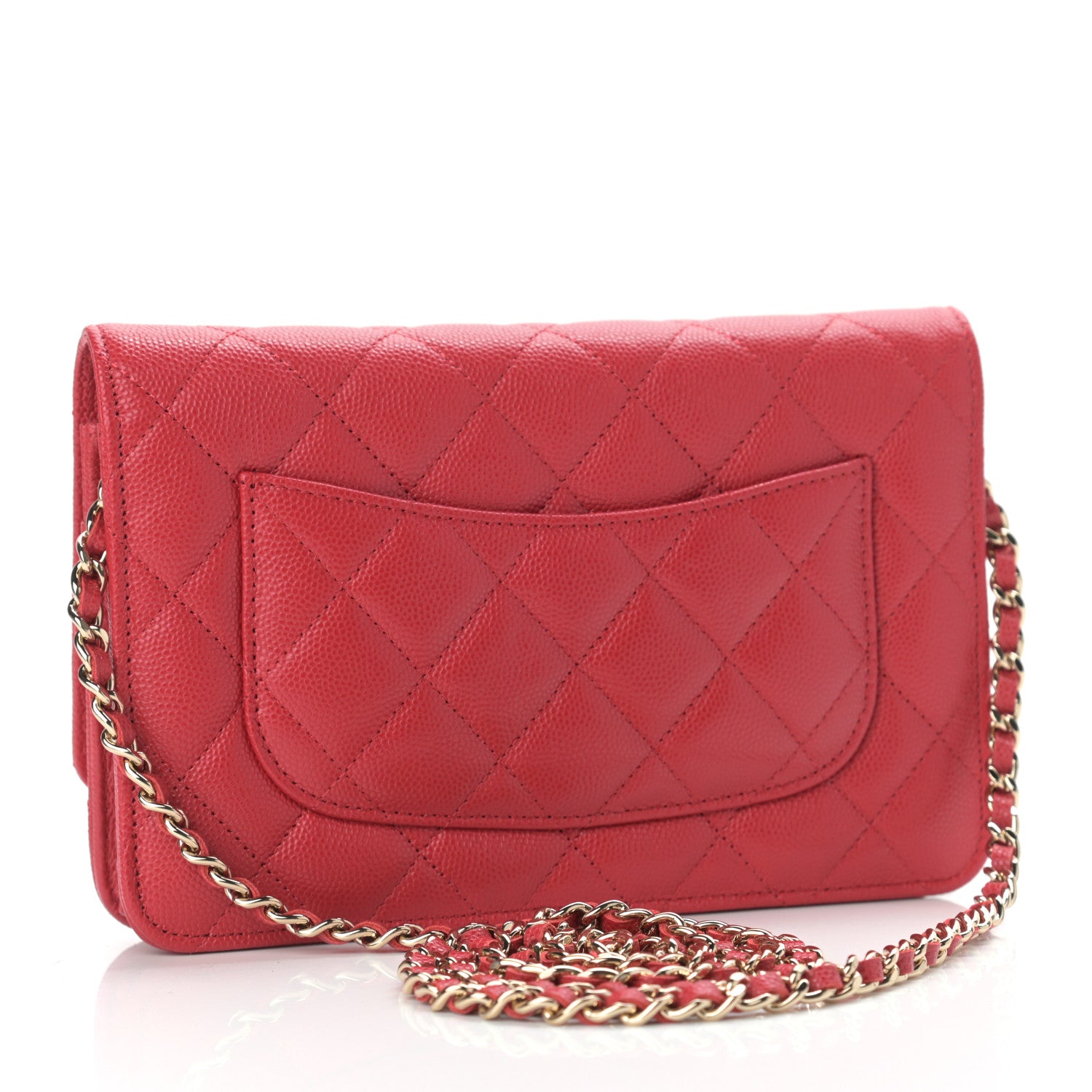 Chanel Caviar Quilted Wallet On Chain WOC Red 2 of 9