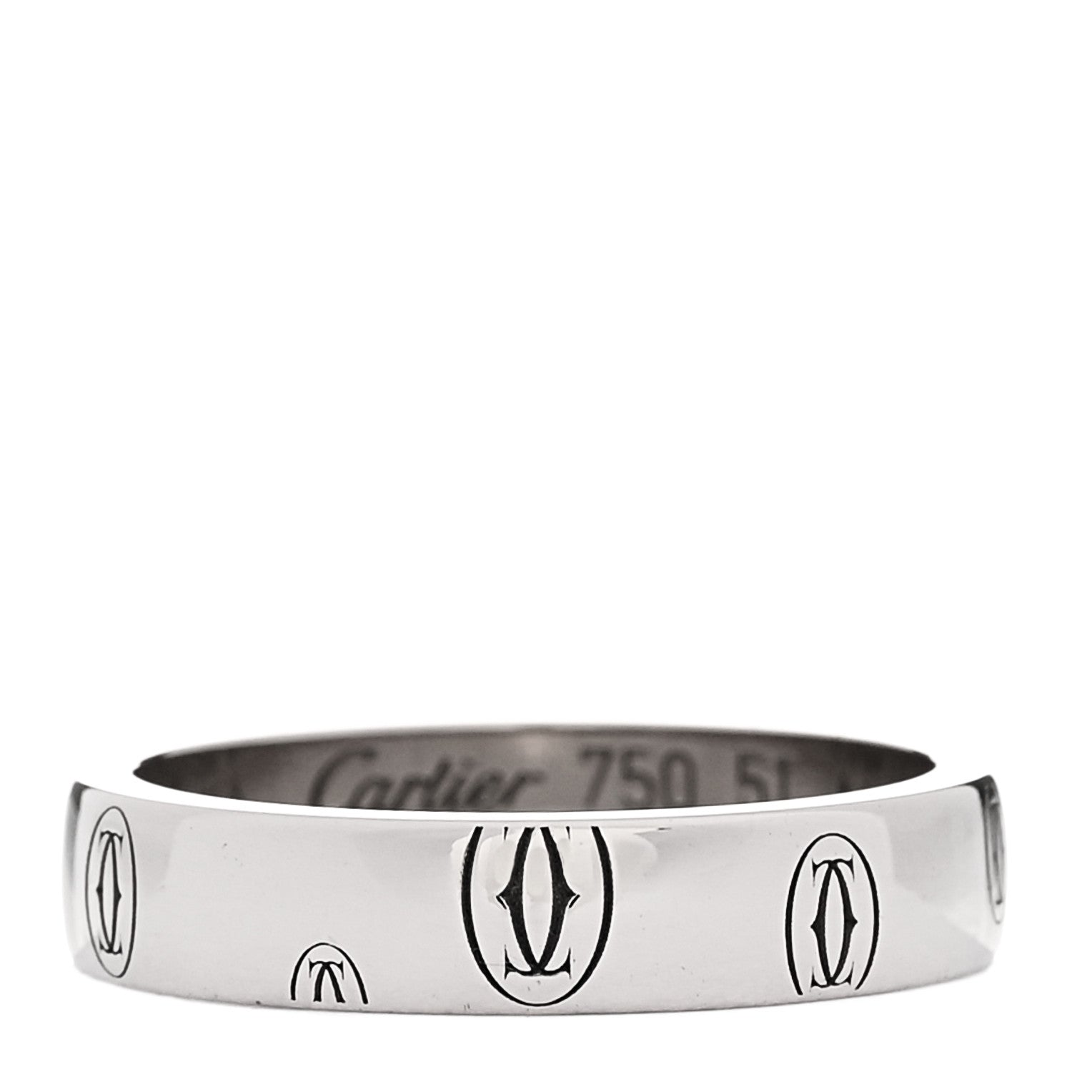 Cartier 18K White Gold 4mm Happy Birthday Band Ring 51 5.75 1 of 5