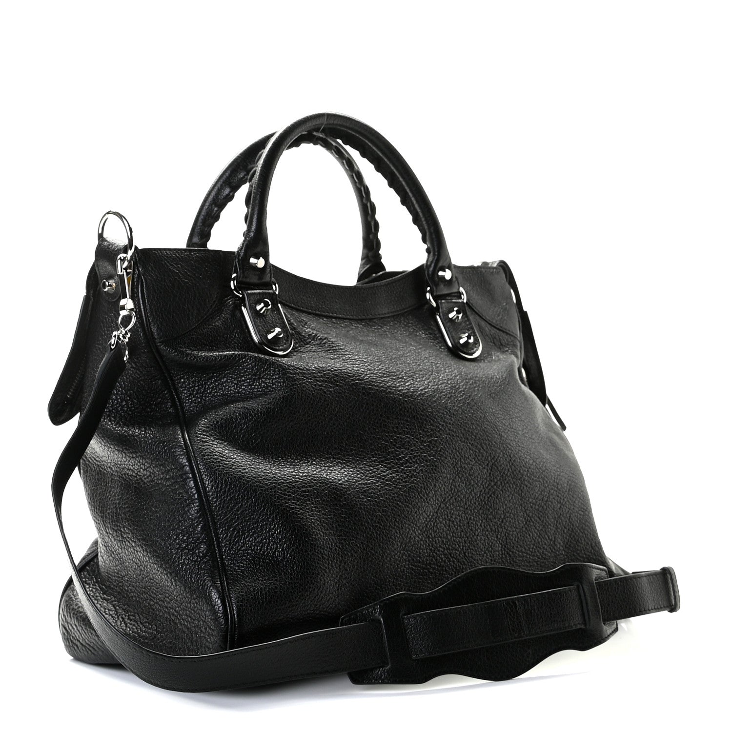 Balenciaga Chevre Silver Metallic Edge Hardware Velo Black