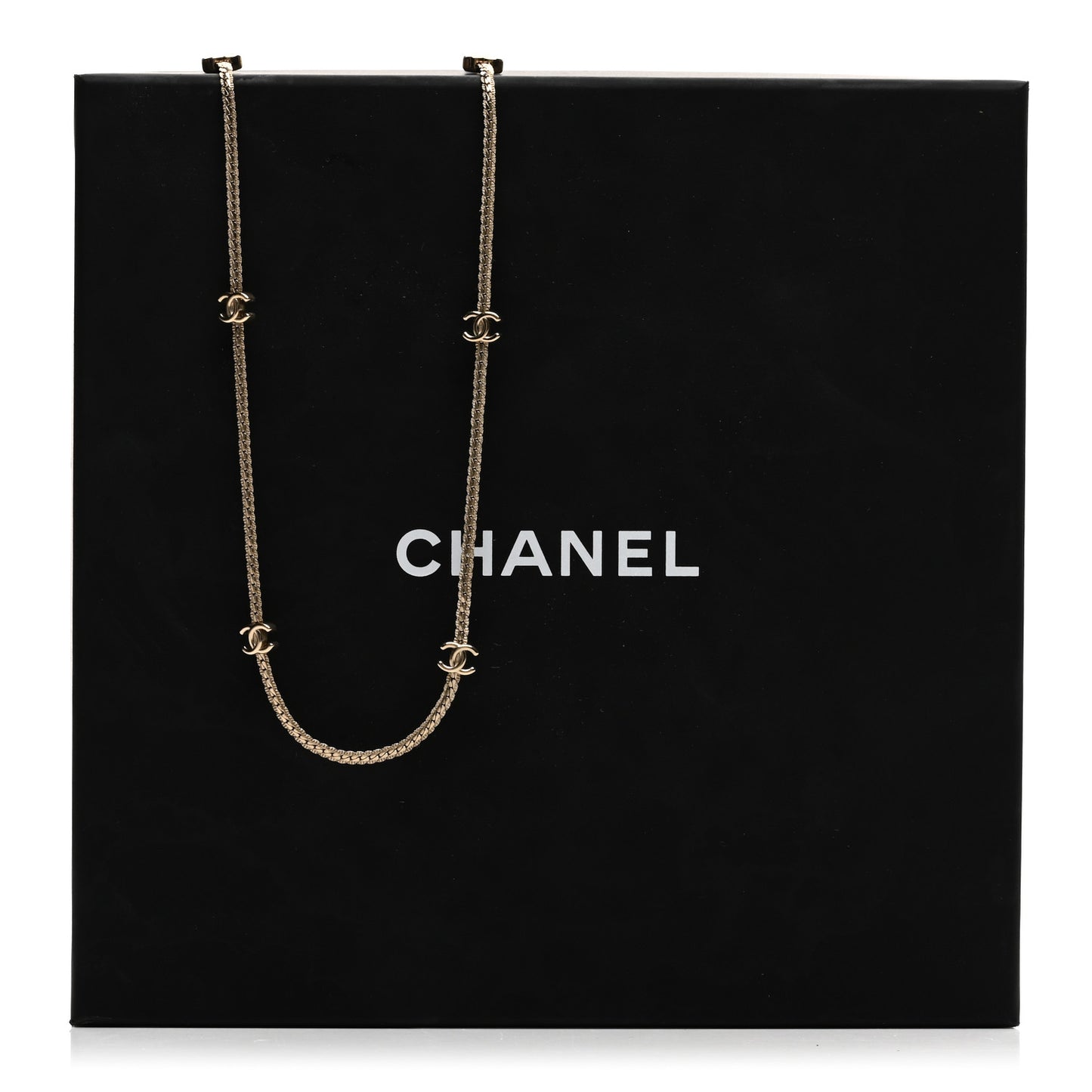 Metal CC Long Chain Necklace Gold