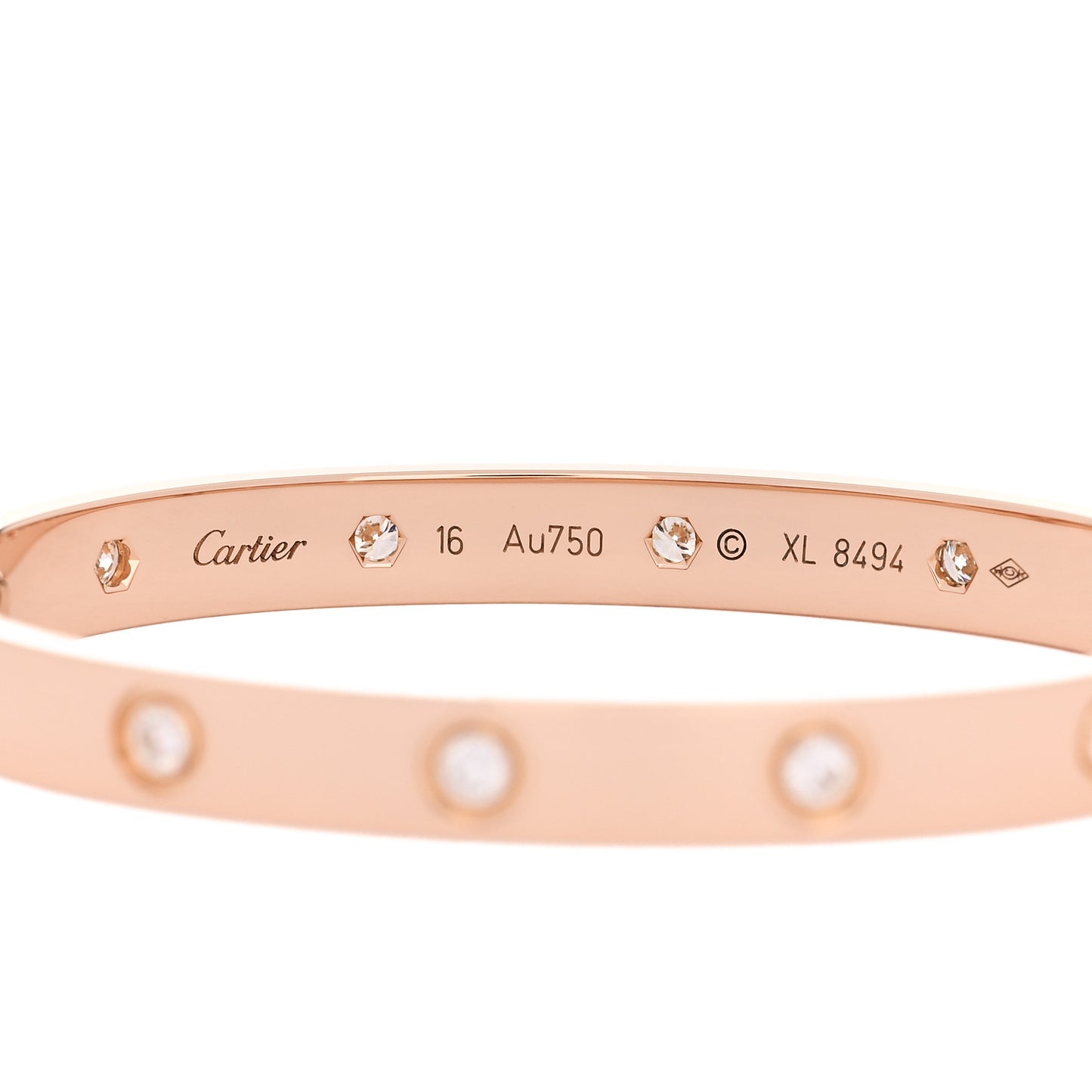 18K Pink Gold 10 Diamond LOVE Bracelet 16
