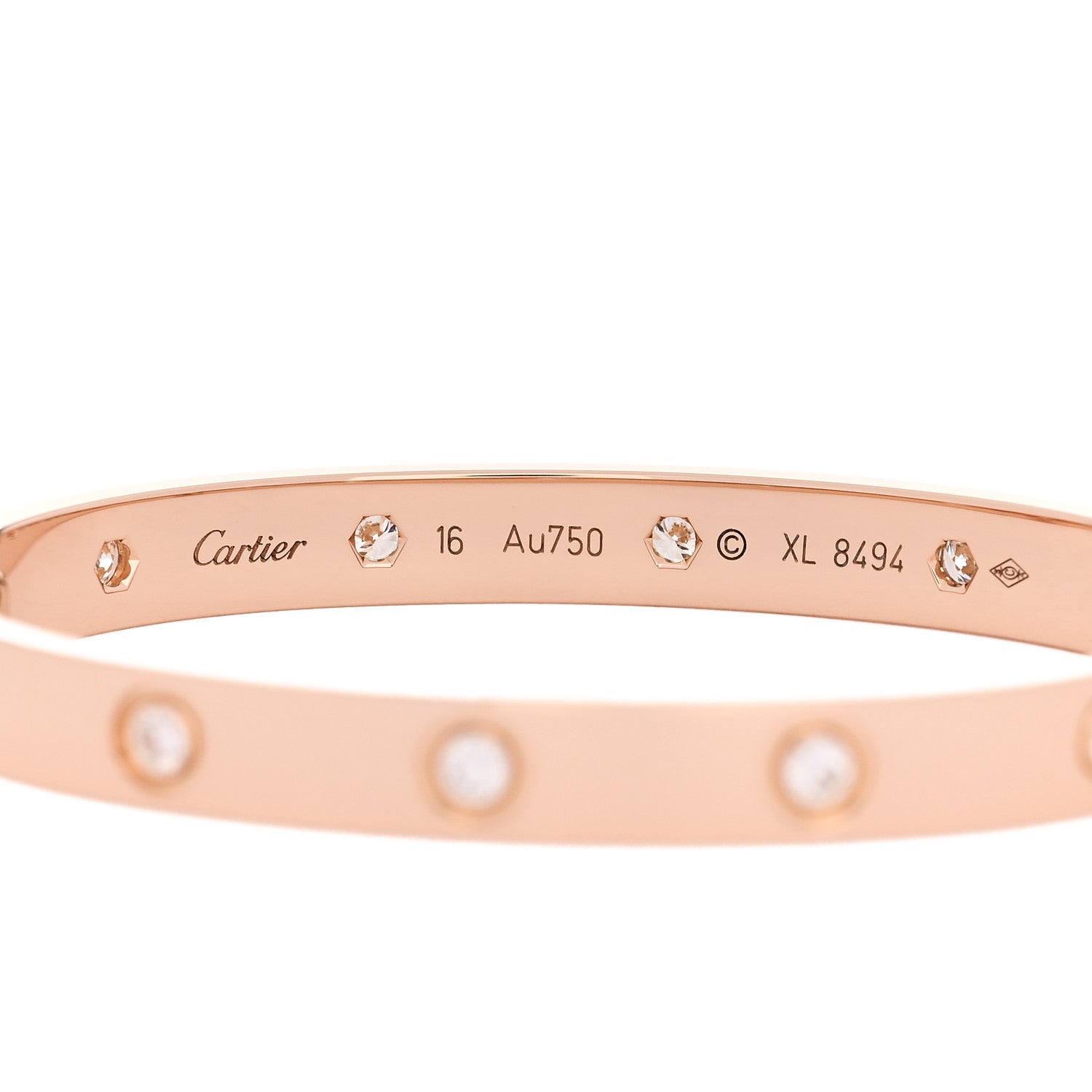 Cartier 18K Pink Gold 10 Diamond LOVE Bracelet 16 6 of 6