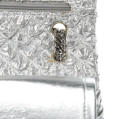 Chanel Metallic Lame Quilted Small Double Flap Silver 14 of 15