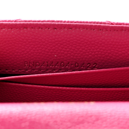 Saint Laurent Grain De Poudre Matelasse Chevron Small Monogram Envelope Wallet Bubblegum 7 of 12