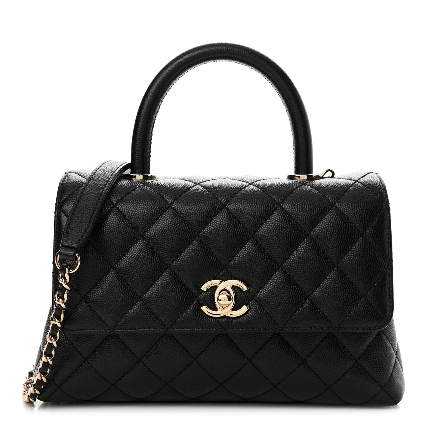 Caviar Quilted Mini Coco Handle Flap Black