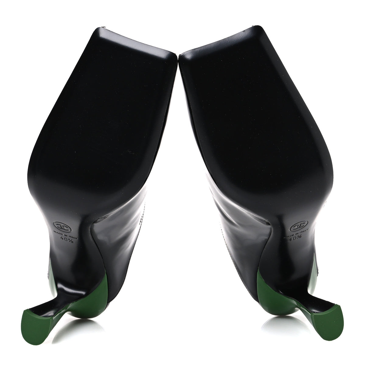 Chanel Patent Calfskin Mules 40.5 Black White Green 7 of 11