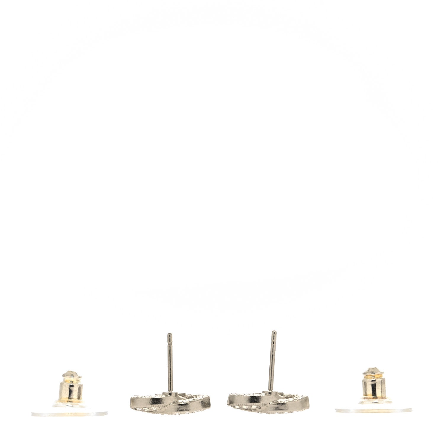 Chanel Crystal Timeless CC Earrings Silver 3 of 4