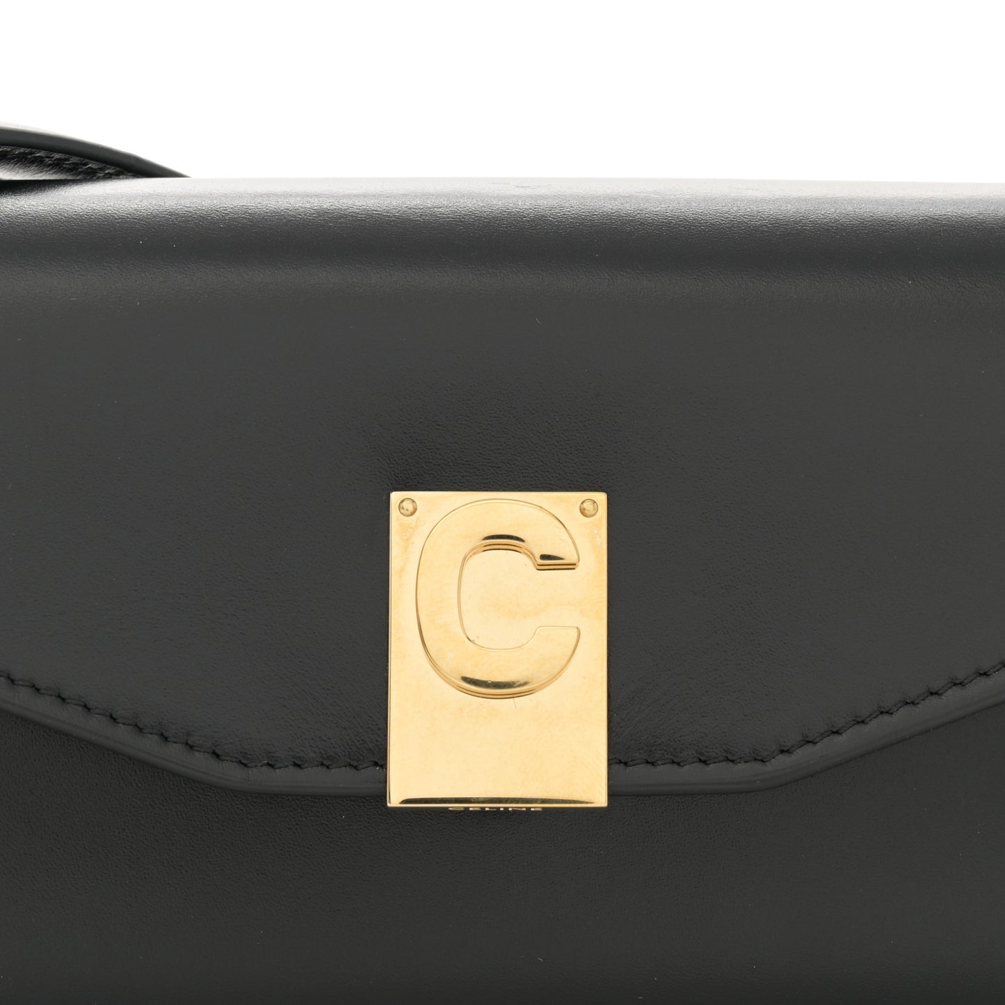 Shiny Smooth Calfskin C Wallet On Chain Bag Black
