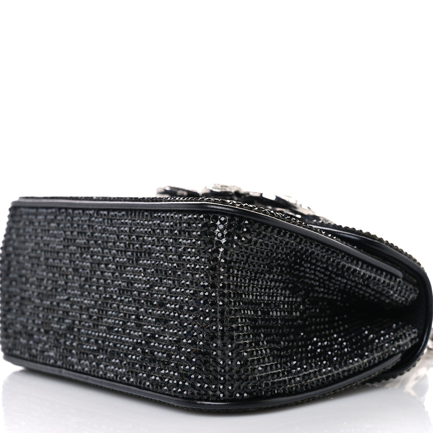 Crystal Bow Top Handle Black Silver