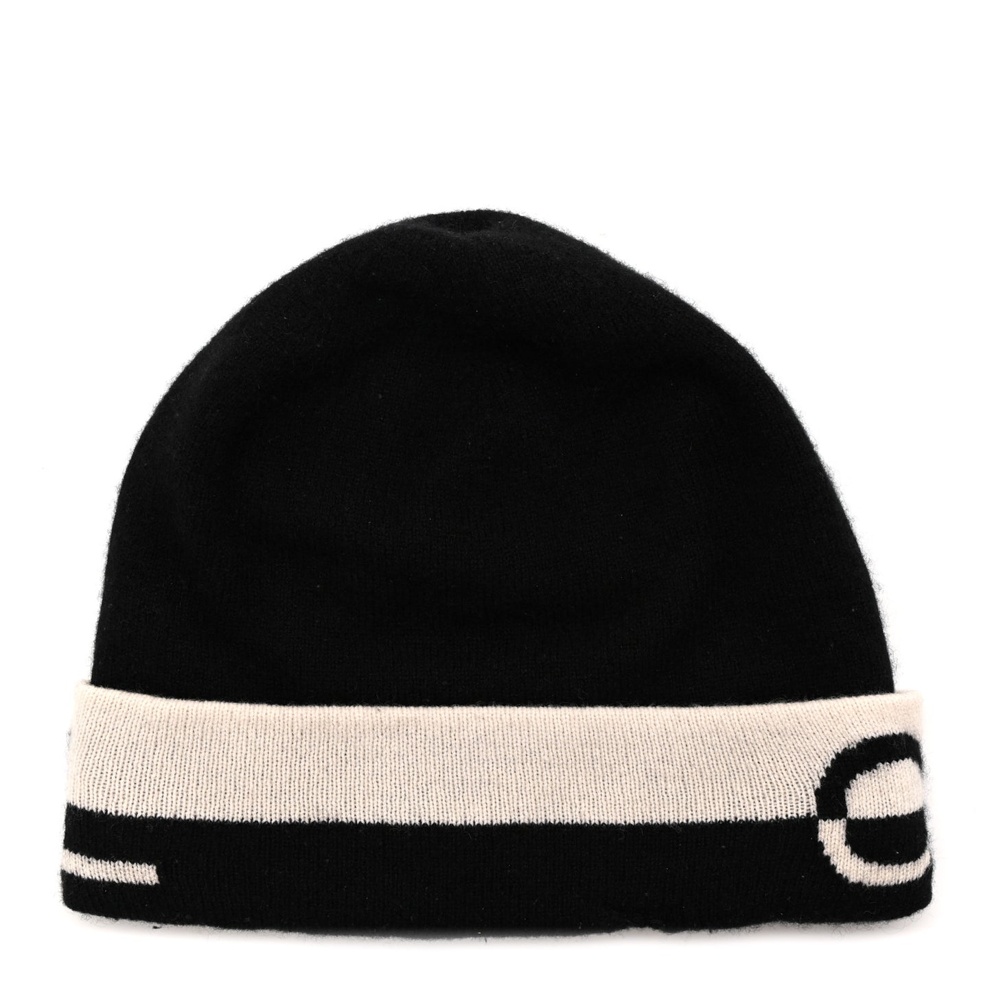 Cashmere Logo Beanie Hat Black White