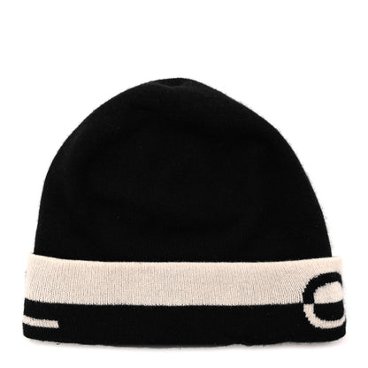 Chanel Cashmere Logo Beanie Hat Black White 3 of 6