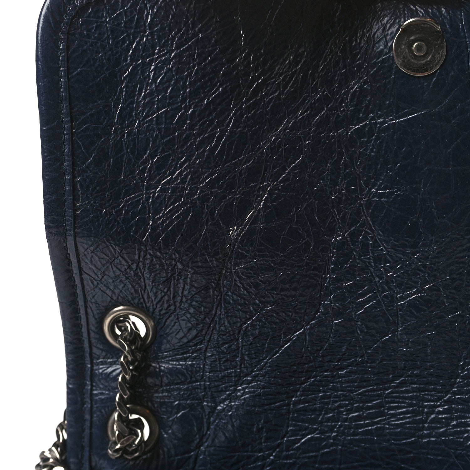 Saint Laurent Crinkled Calfskin Matelasse Monogram Baby Niki Chain Satchel Navy 10 of 10