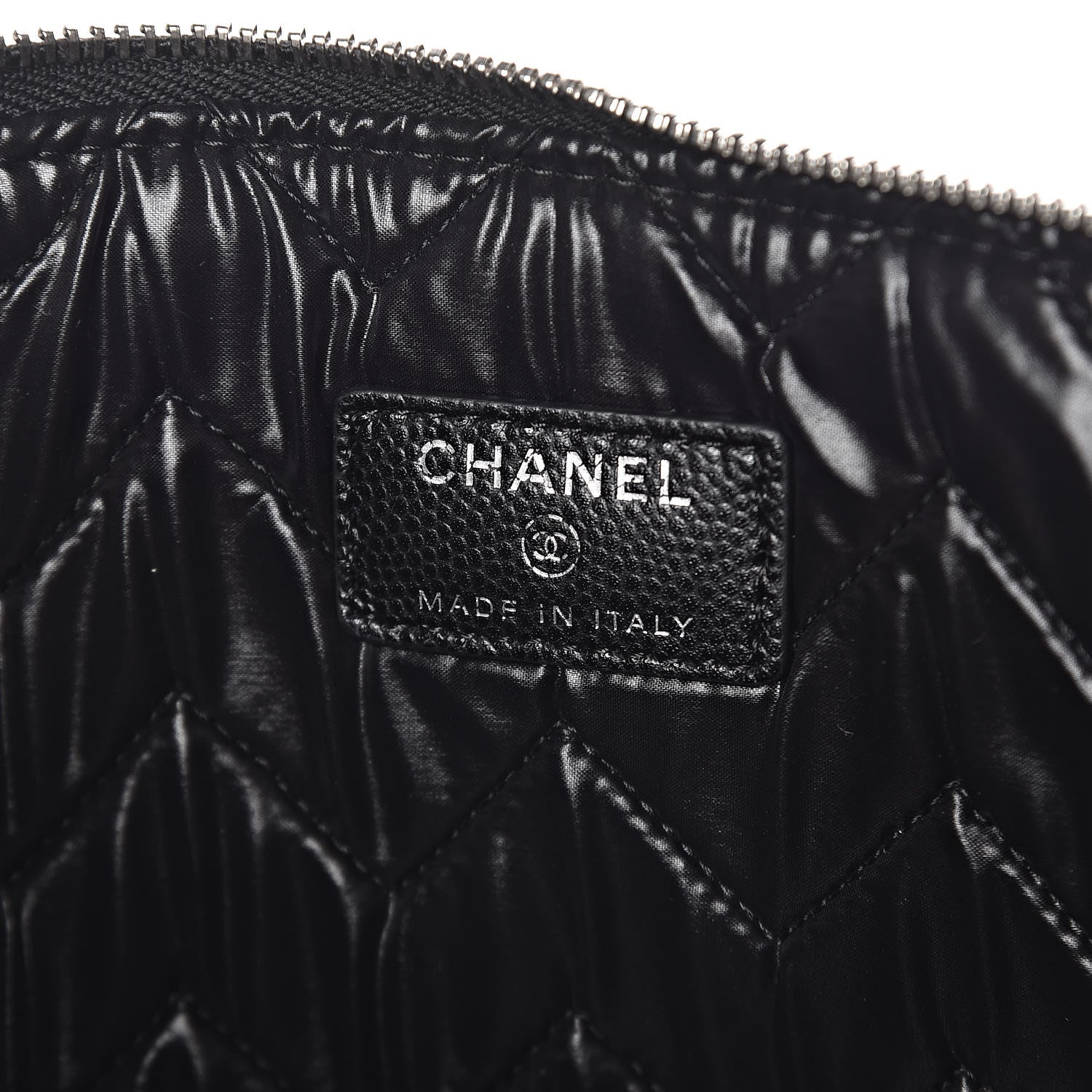 Chanel Caviar Chevron Quilted Medium Cosmetic Case Black 6 of 7