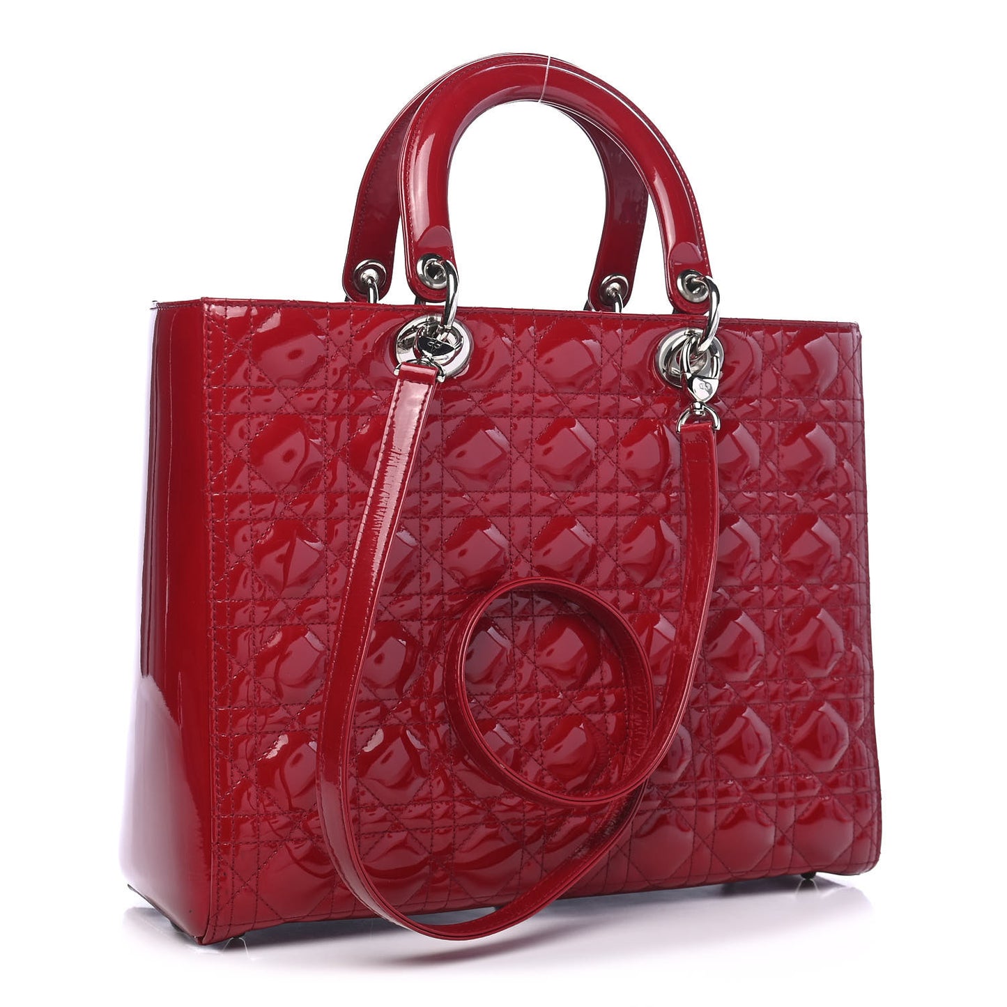 Patent Cannage Large Lady Dior Red