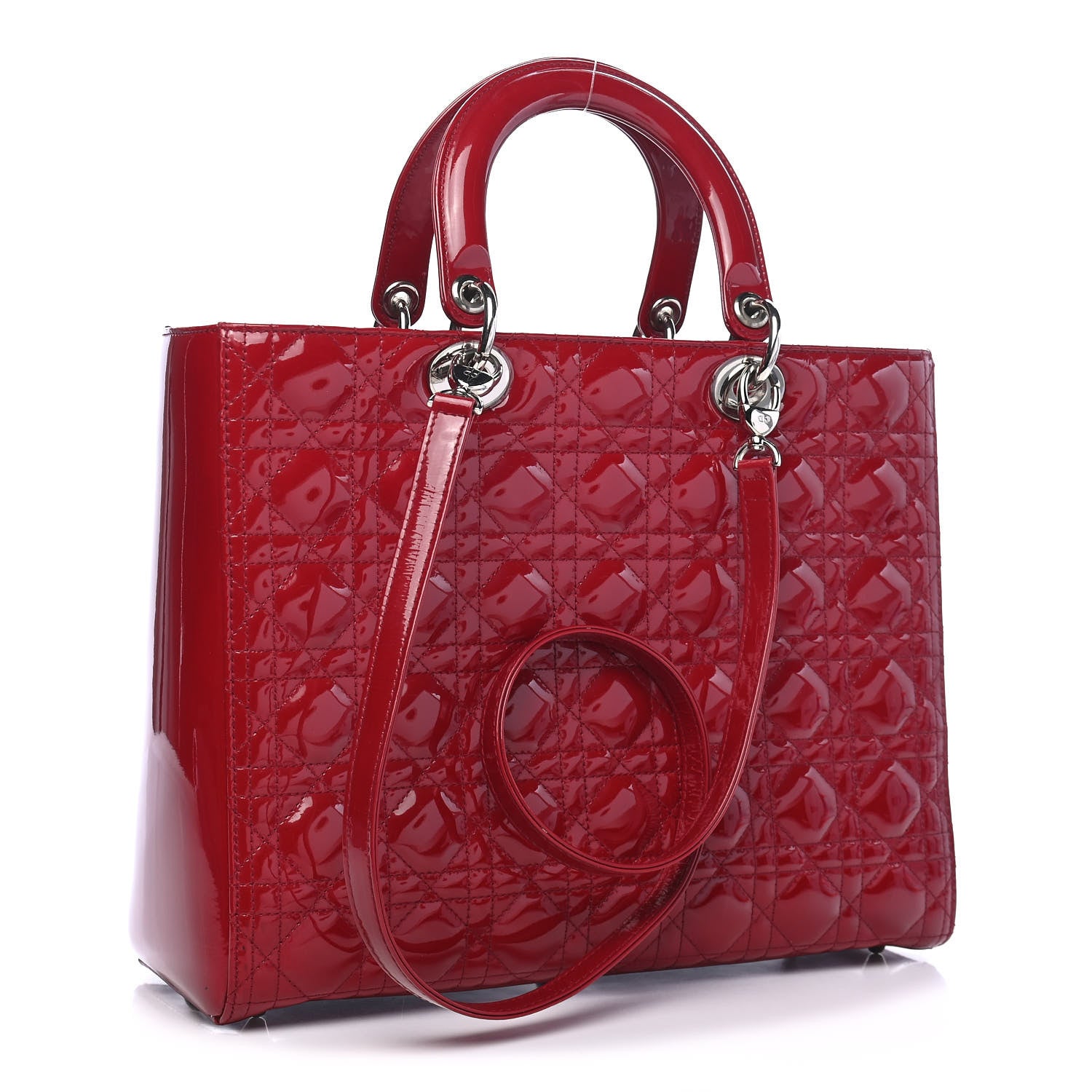 Christian Dior Patent Cannage Large Lady Dior Red 3 of 10