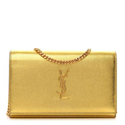 Saint Laurent Metallic Calfskin Monogram Chain Wallet Gold 1 of 11