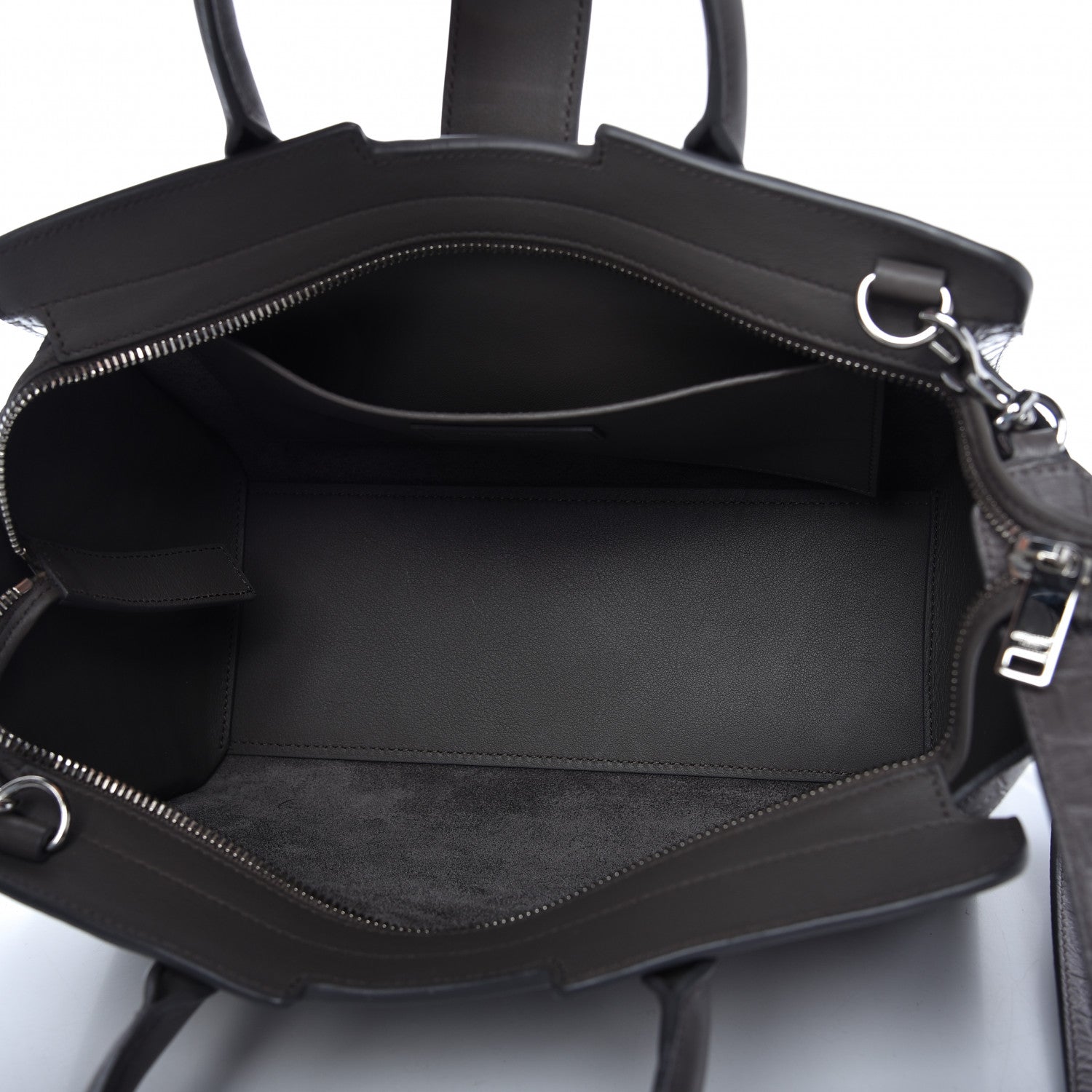 Saint Laurent Smooth Calfskin Crocodile Embossed Baby Monogram Downtown Cabas Earth 5 of 10