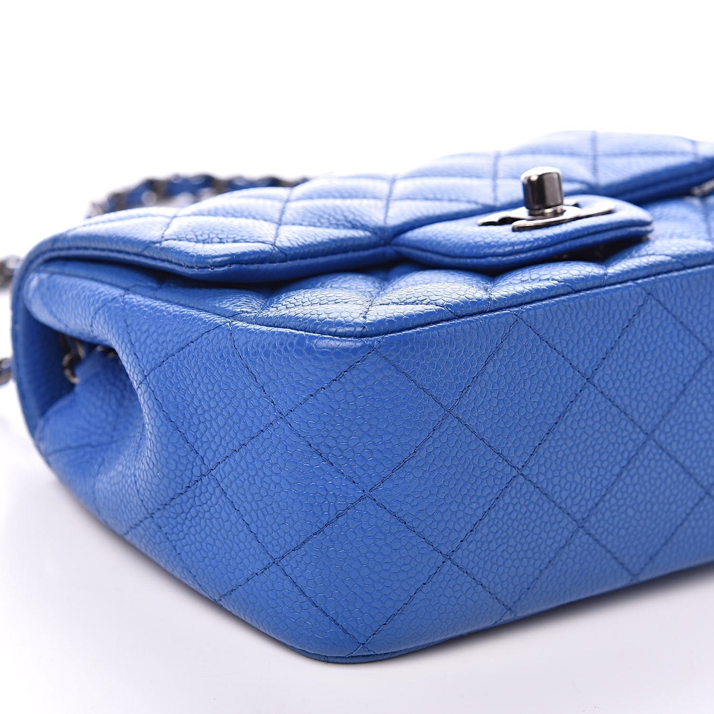 Caviar Quilted Mini Square Flap Blue