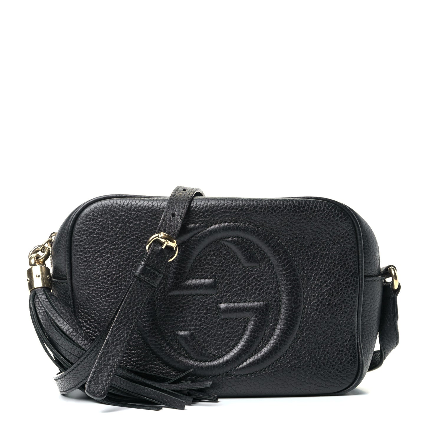 Pebbled Calfskin Small Soho Disco Bag Black