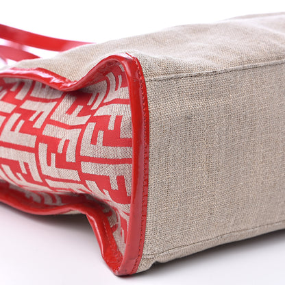 Fendi Linen Patent FF Shopping Tote Fragola 9 of 17
