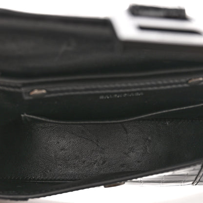 Balenciaga Shiny Calfskin Monochrome Crocodile Embossed Small Hourglass Evening Chain Bag Black 4 of 9