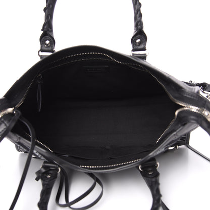 Balenciaga Canvas Satin Calfskin Diagonal Allover Logo Print Classic Silver Hardware S City Black White 5 of 9
