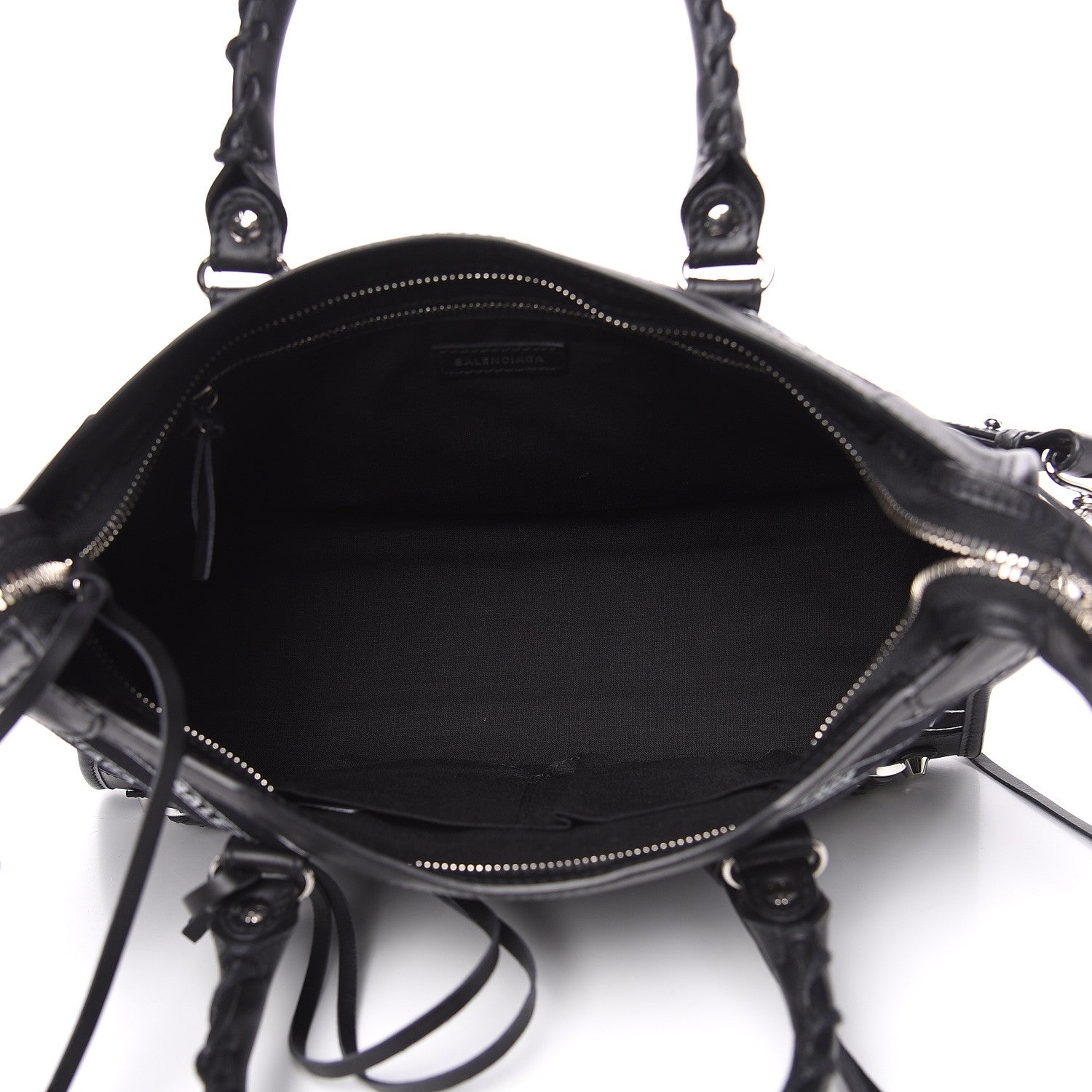 Balenciaga Canvas Satin Calfskin Diagonal Allover Logo Print Classic Silver Hardware S City Black White 5 of 9