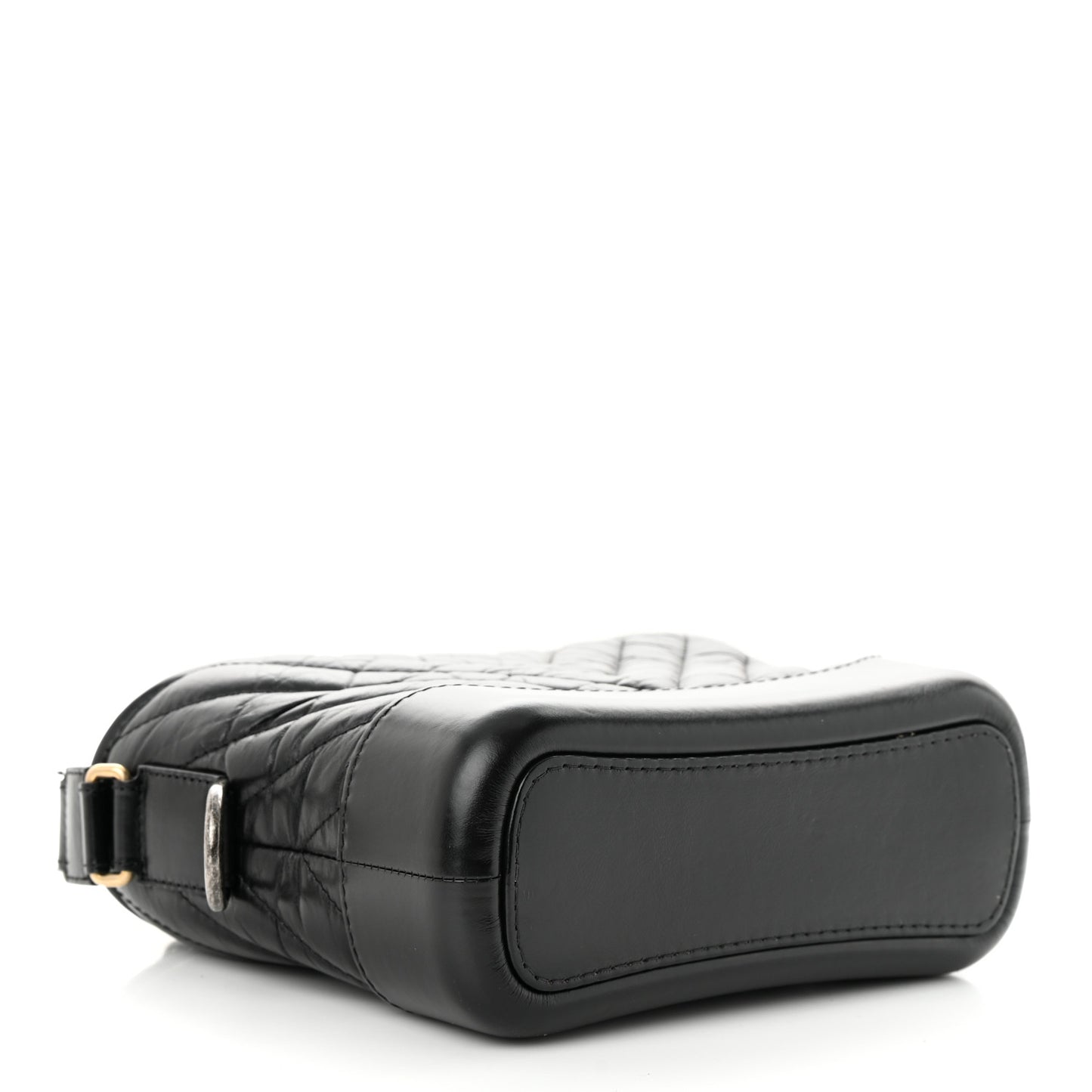 Aged Calfskin Chevron Quilted Small Gabrielle Hobo Black